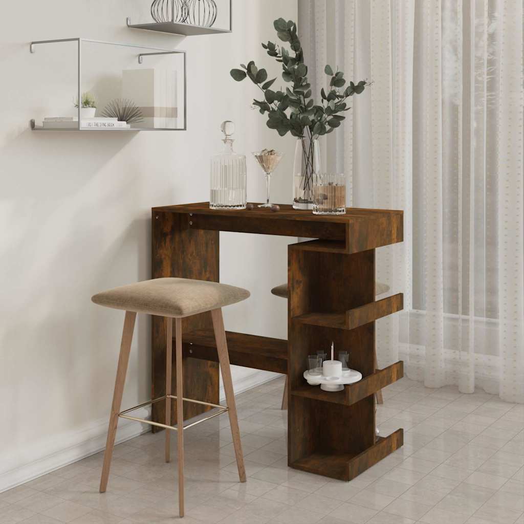 Bartisch mit Regal Weiß 100x50x101,5 cm Holzwerkstoff