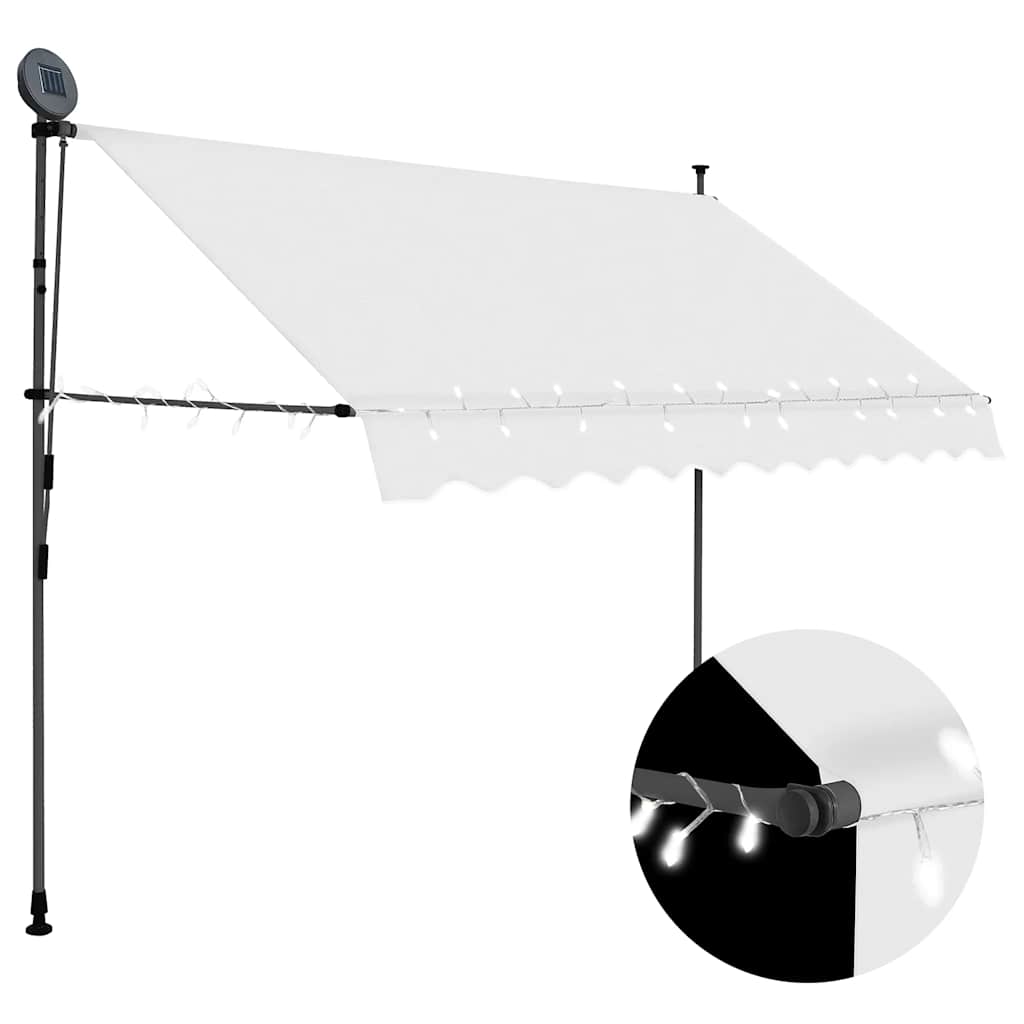 Einziehbare Markise Handbetrieben mit LED 100 cm Blau und Weiß