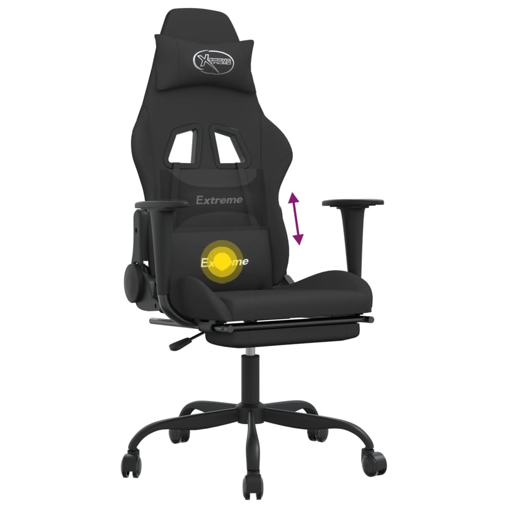 Gaming-Stuhl mit Massagefunktion Schwarz und Creme Stoff