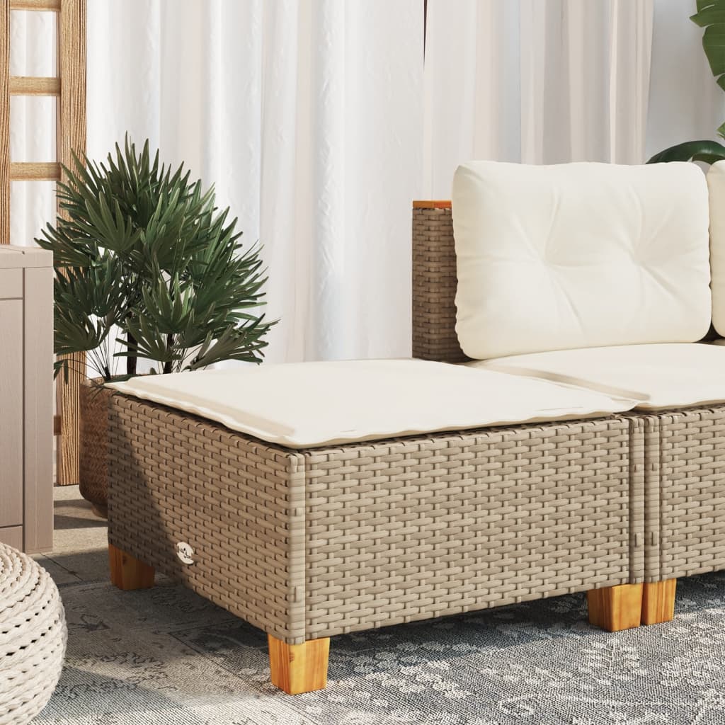 Gartenhocker mit Kissen Schwarz 63,5x56x32 cm Poly Rattan