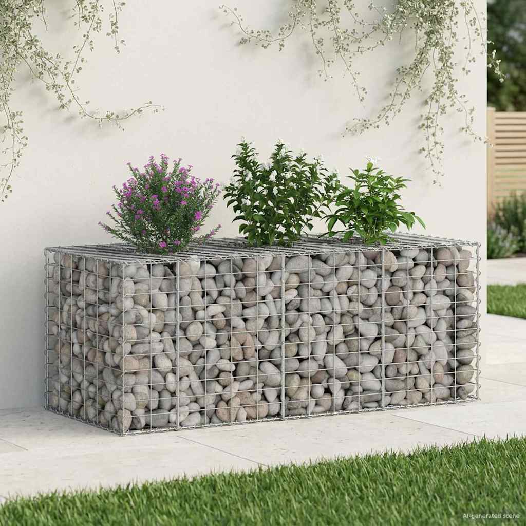 Gabionen Hochbeet 2 pcs Silber 260 x 60 x 55 cm