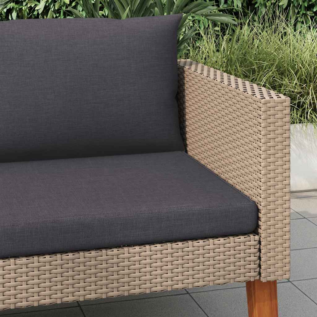 3-Sitzer-Gartensofa mit Auflagen Poly Rattan Beige
