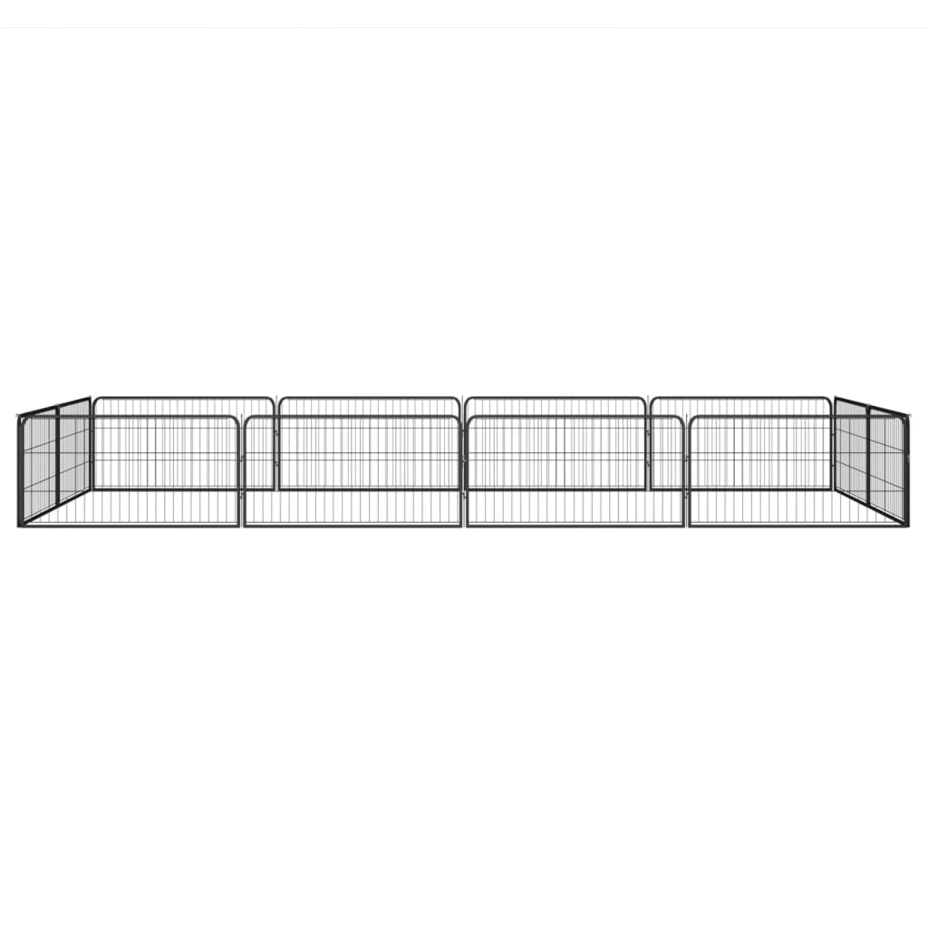 4-tlg. Hundelaufstall Schwarz 100x50cm Stahl Pulverbeschichtung