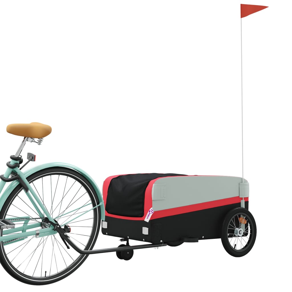 Fahrradanhänger Schwarz und Rot 30 kg Eisen