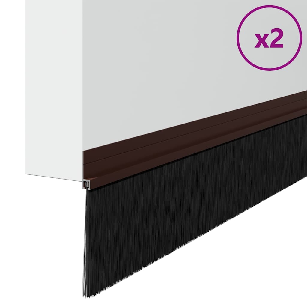 Selbstklebende Türbürstendichtungen 2 pcs Braun 100 cm