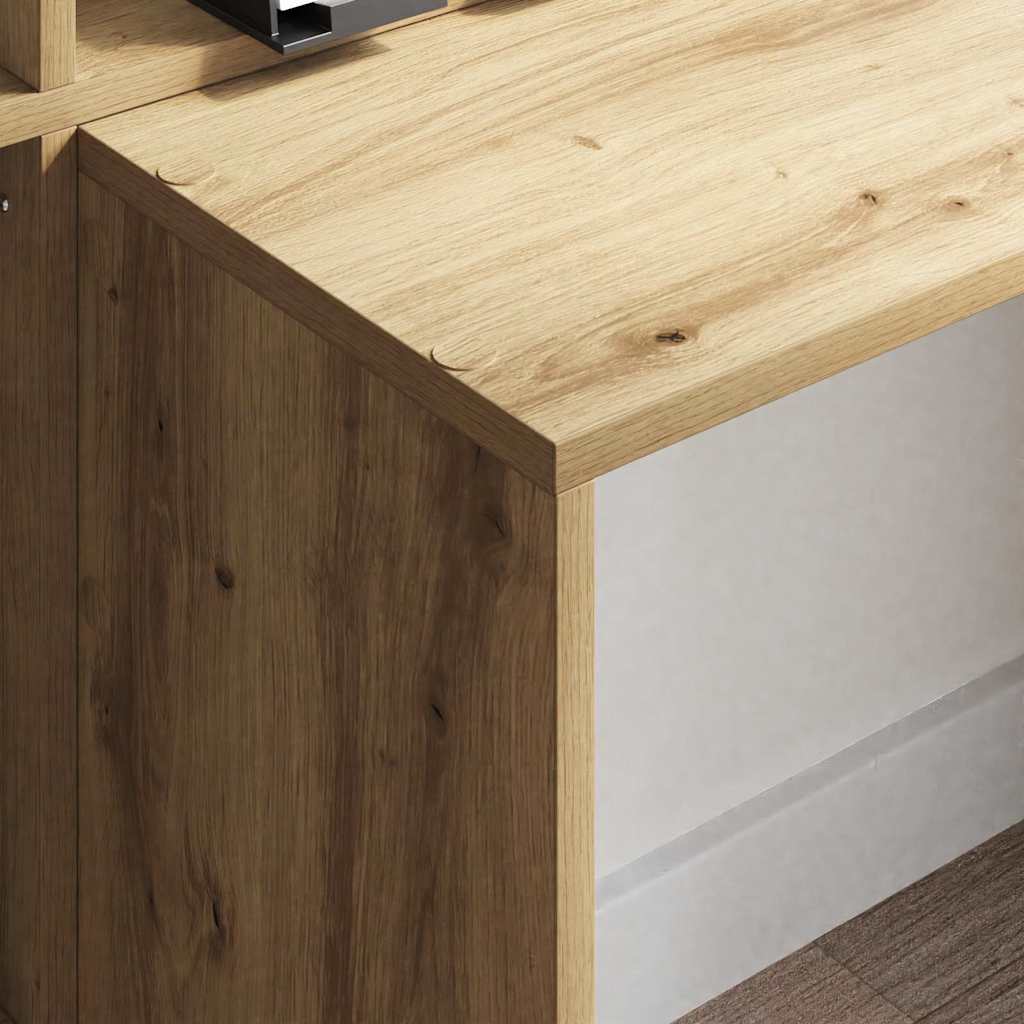 Schreibtisch mit Regal Weiß 138,5 x 55 x 143 cm Holzwerkstoff