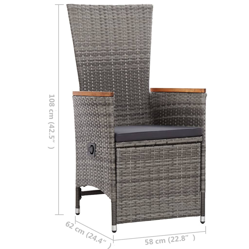 Garten-Liegestühle mit Kissen 2 Stk. Grau Poly Rattan