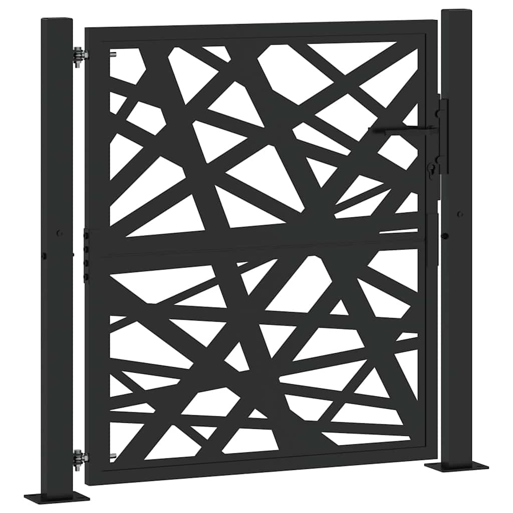 Gartentor Schwarz 100x100 cm Stahl Lichtdesign