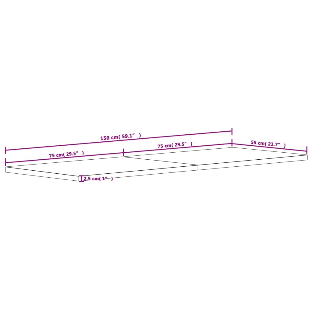 Schreibtischplatte 80x55x2,5 cm Massivholz Buche