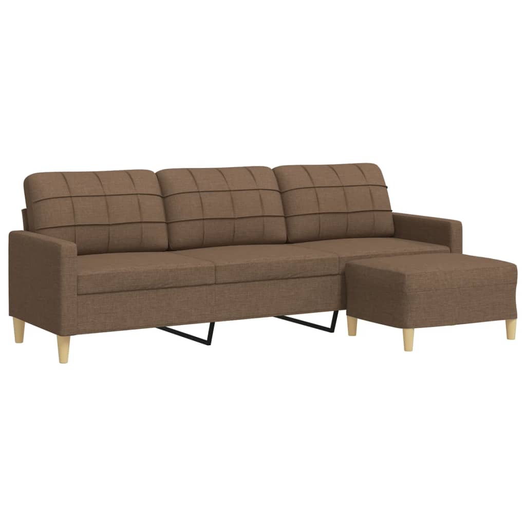 3-Sitzer-Sofa mit Hocker Taupe 180 cm Stoff