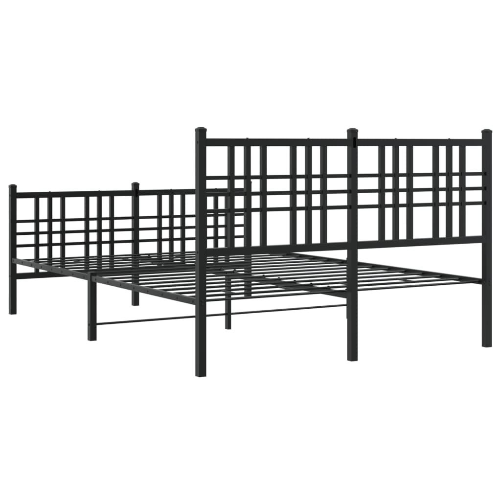 Bettgestell mit Kopf- und Fußteil Metall Schwarz 90x200 cm