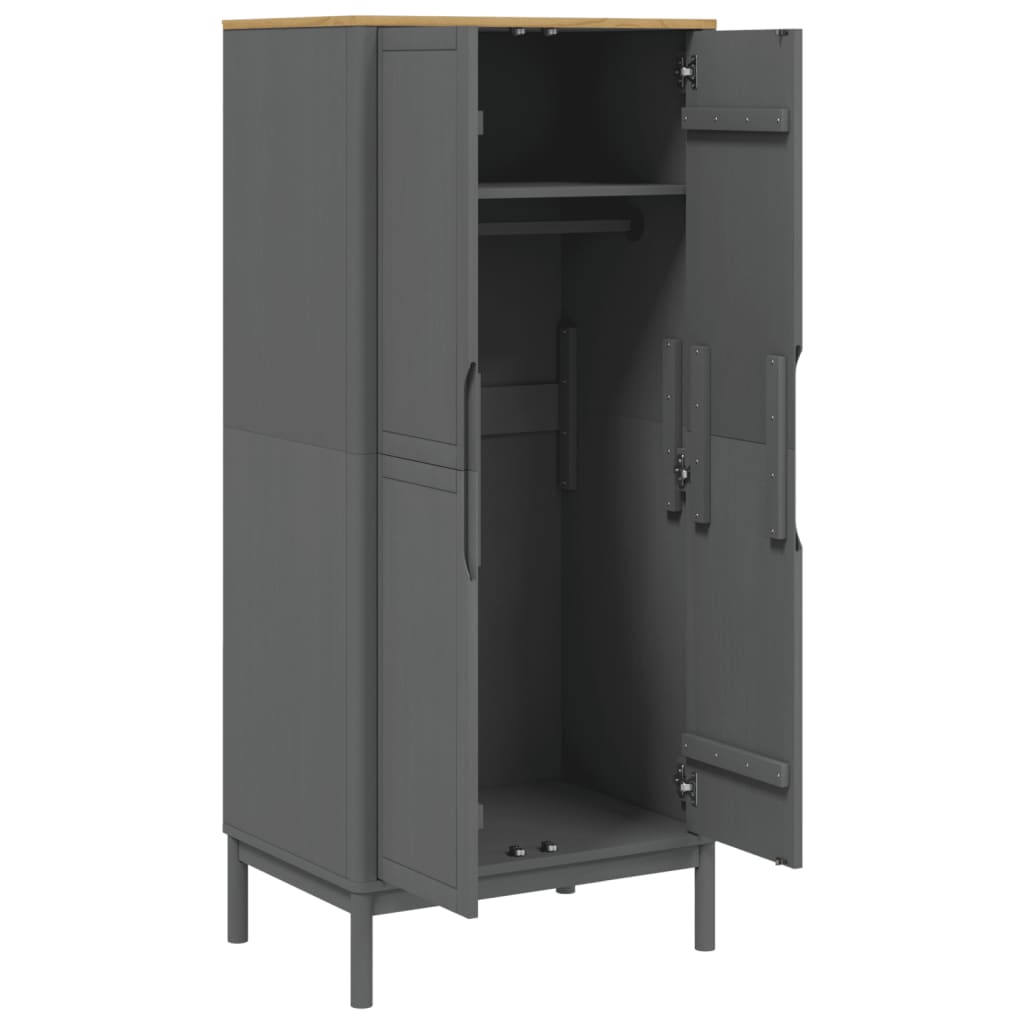 Kleiderschrank FLORO Weiß 77x53x171 cm Massivholz Kiefer