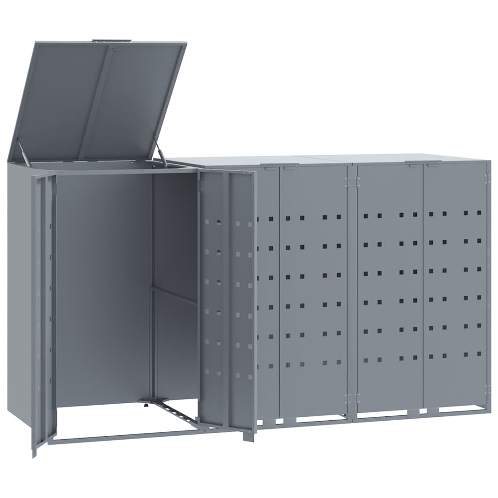 Mülltonnenbox für 2 Tonnen Schwarz 138x79x117 cm Stahl