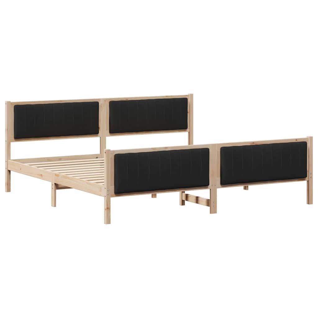 Bettgestell Braun und hellgrau 200 x 200 cm Massivholz Kiefer