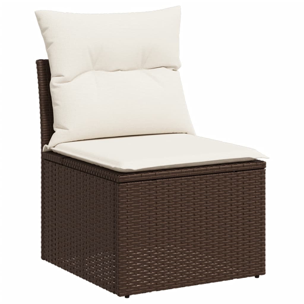 10-tlg. Garten-Sofagarnitur mit Kissen Schwarz Poly Rattan