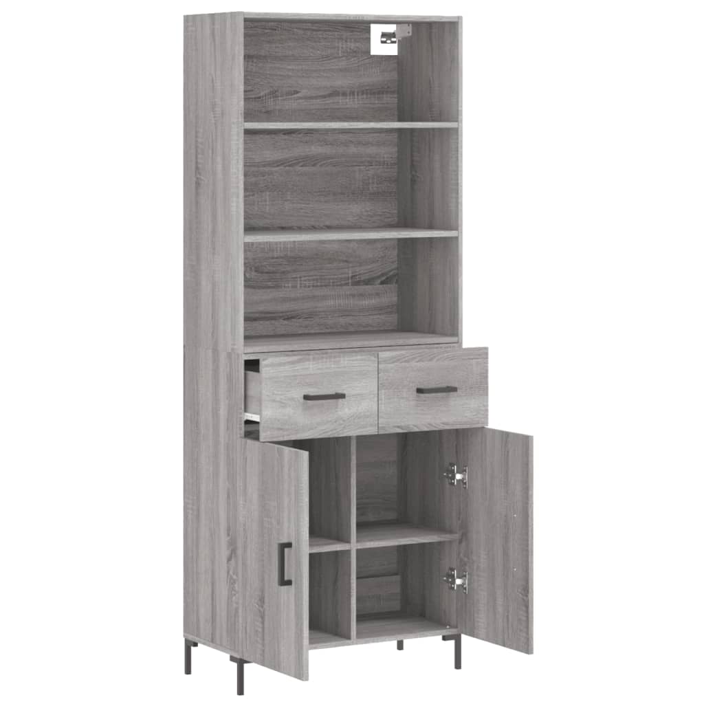 Highboard Hochglanz-Weiß 69,5x34x180 cm Holzwerkstoff