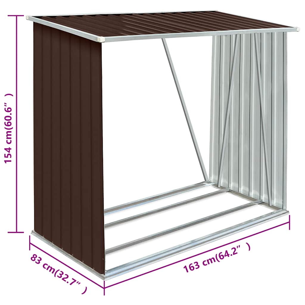 Brennholzlager Verzinkter Stahl 163 x 83 x 154 cm Grau
