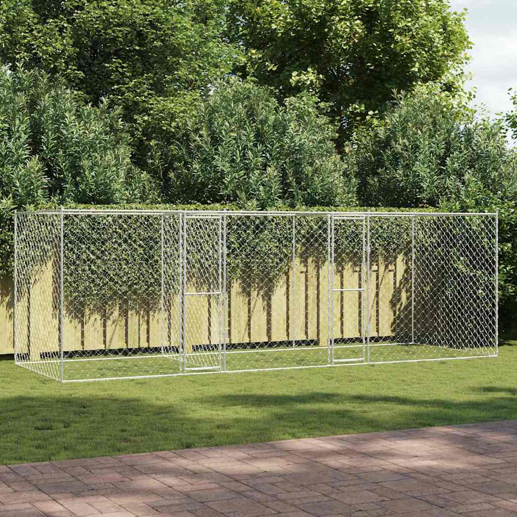 Hundezwinger mit Tür Grau 2x2x1,5 m Verzinkter Stahl