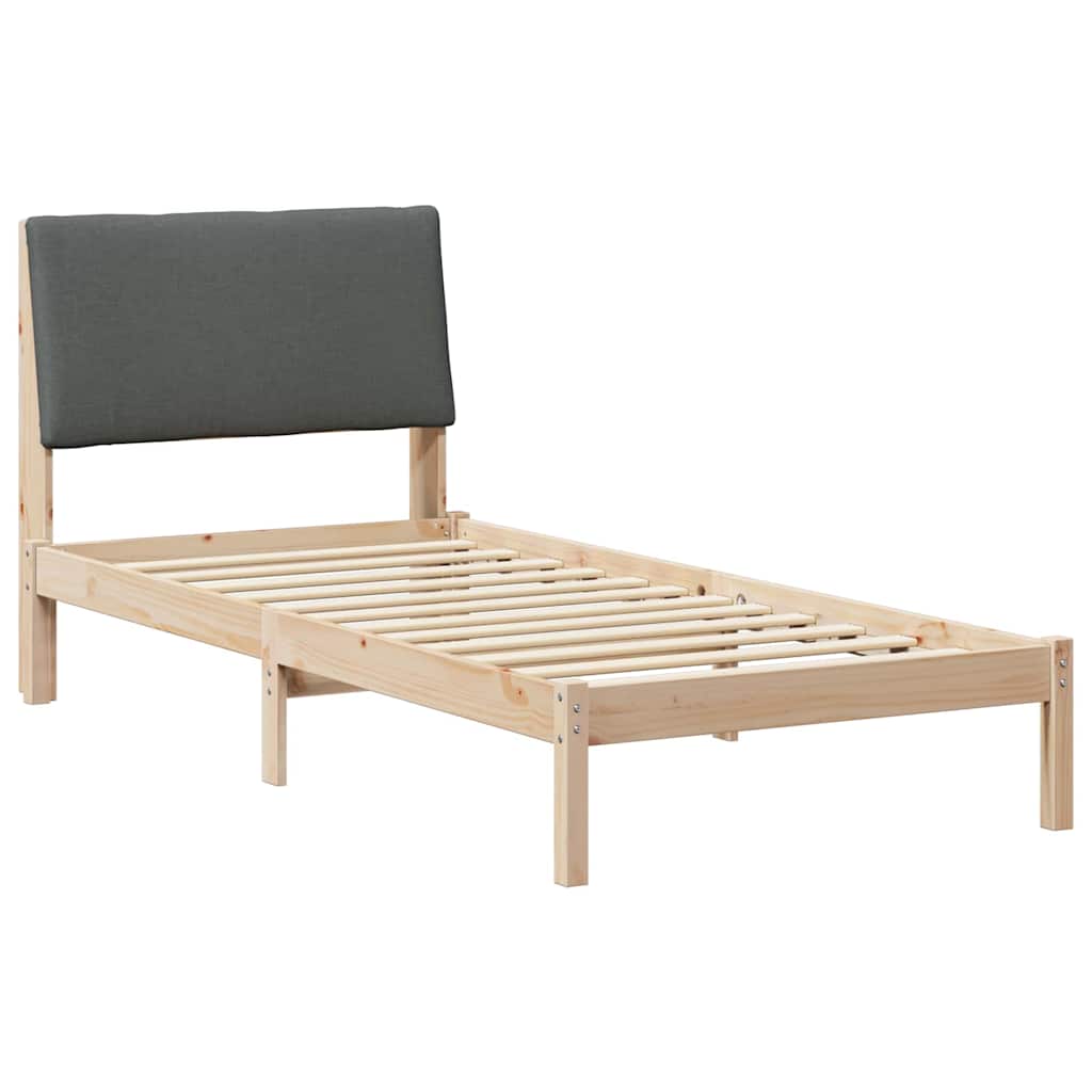 Bettgestell Braun und hellgrau 200 x 200 cm Massivholz Kiefer