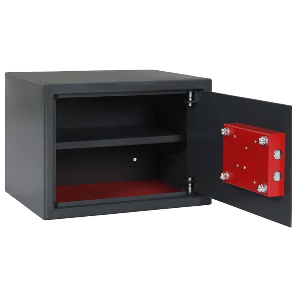 Safe Box mit Schloss Dunkelgrau 23 x 17 x 17 cm Stahl