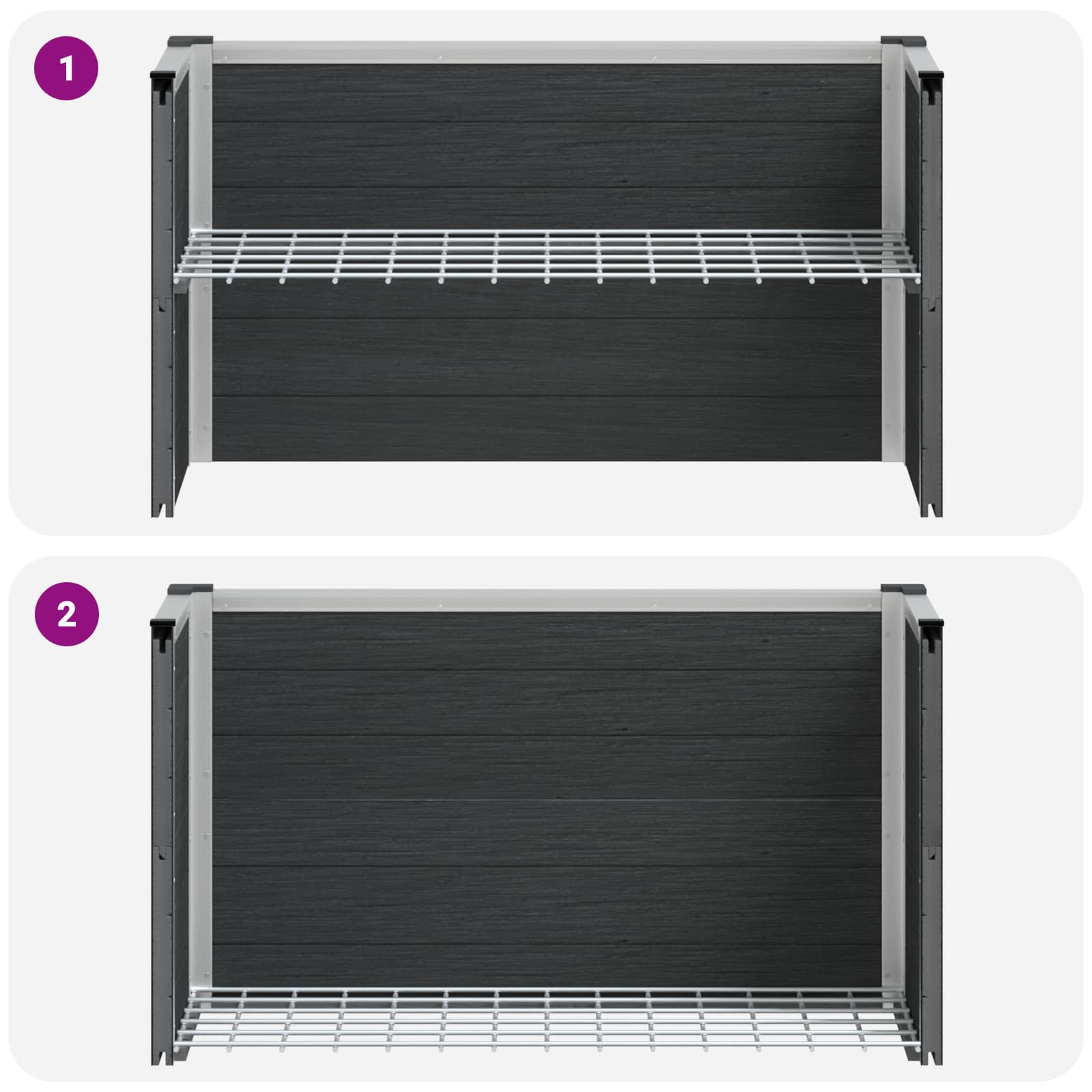 Hochbeet Grau 50 x 30 x 22 cm WPC und Aluminium