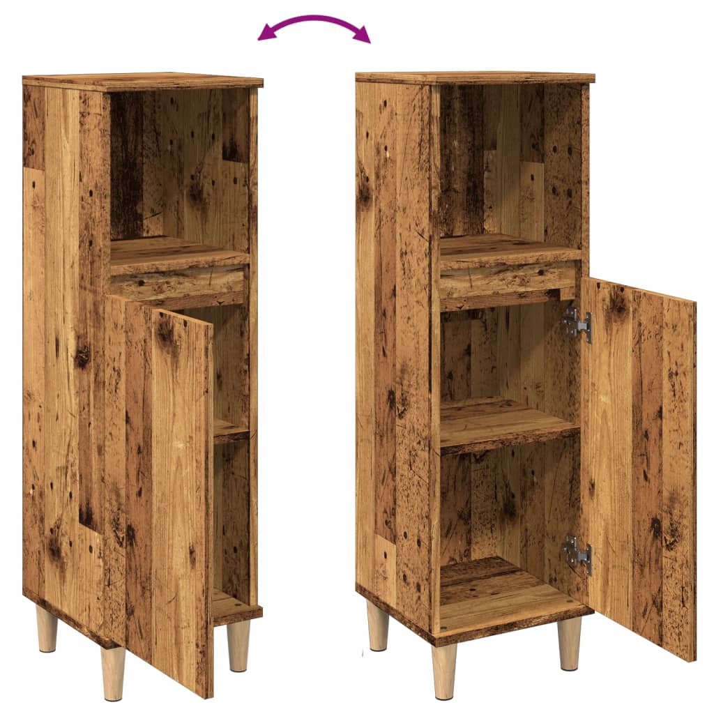 Badschrank Weiß 30x30x100 cm Holzwerkstoff