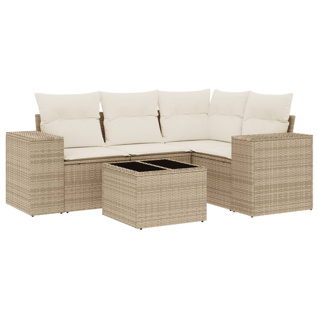 4-tlg. Garten-Sofagarnitur mit Kissen Schwarz Poly Rattan
