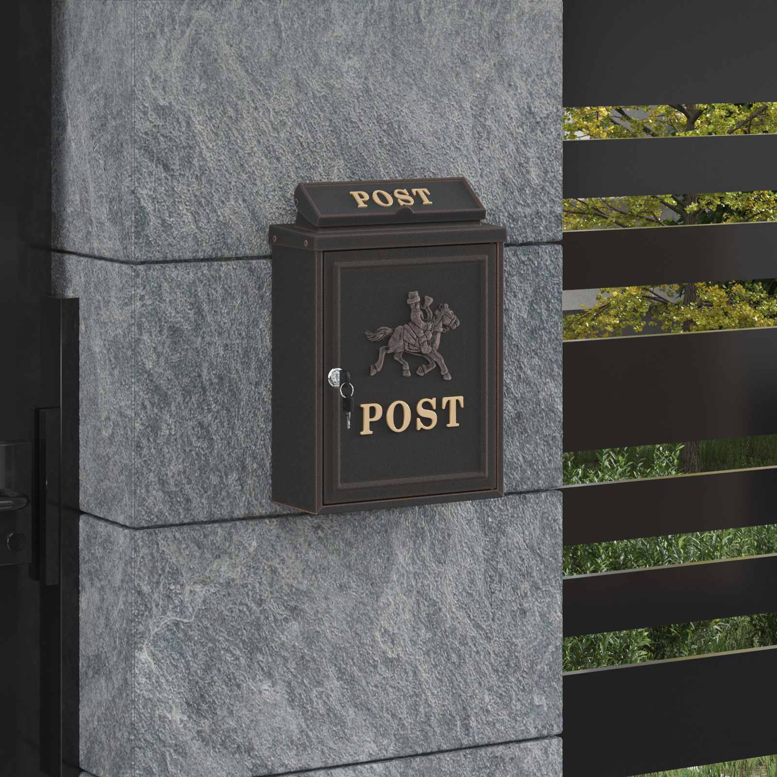 Wandmontierter Briefkasten Grün 29 x 13 x 41 cm Gussaluminium