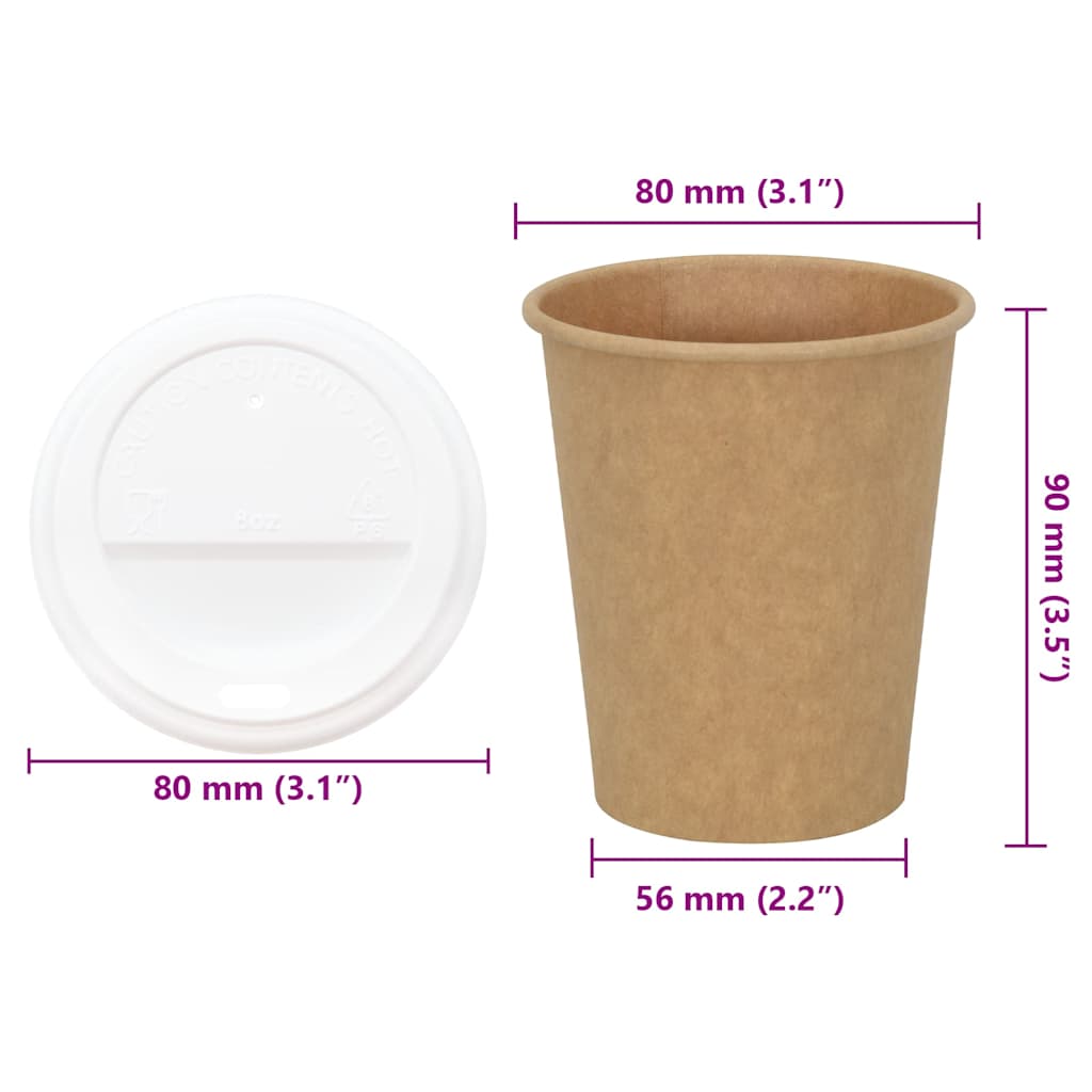 Pappbecher mit Deckeln 1000 Stk. 12oz 300ml