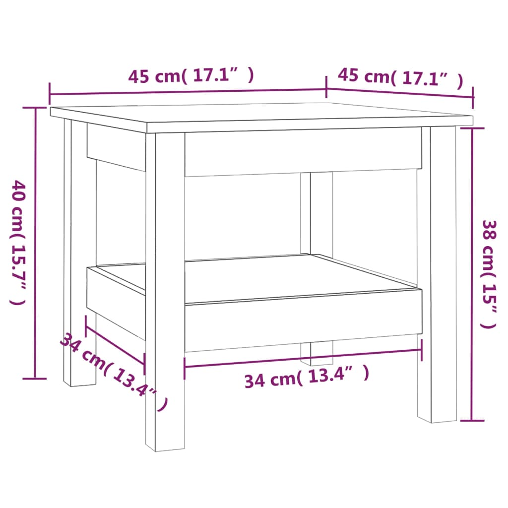 Couchtisch 45 x 45 x 40 cm Massivholz Kiefer