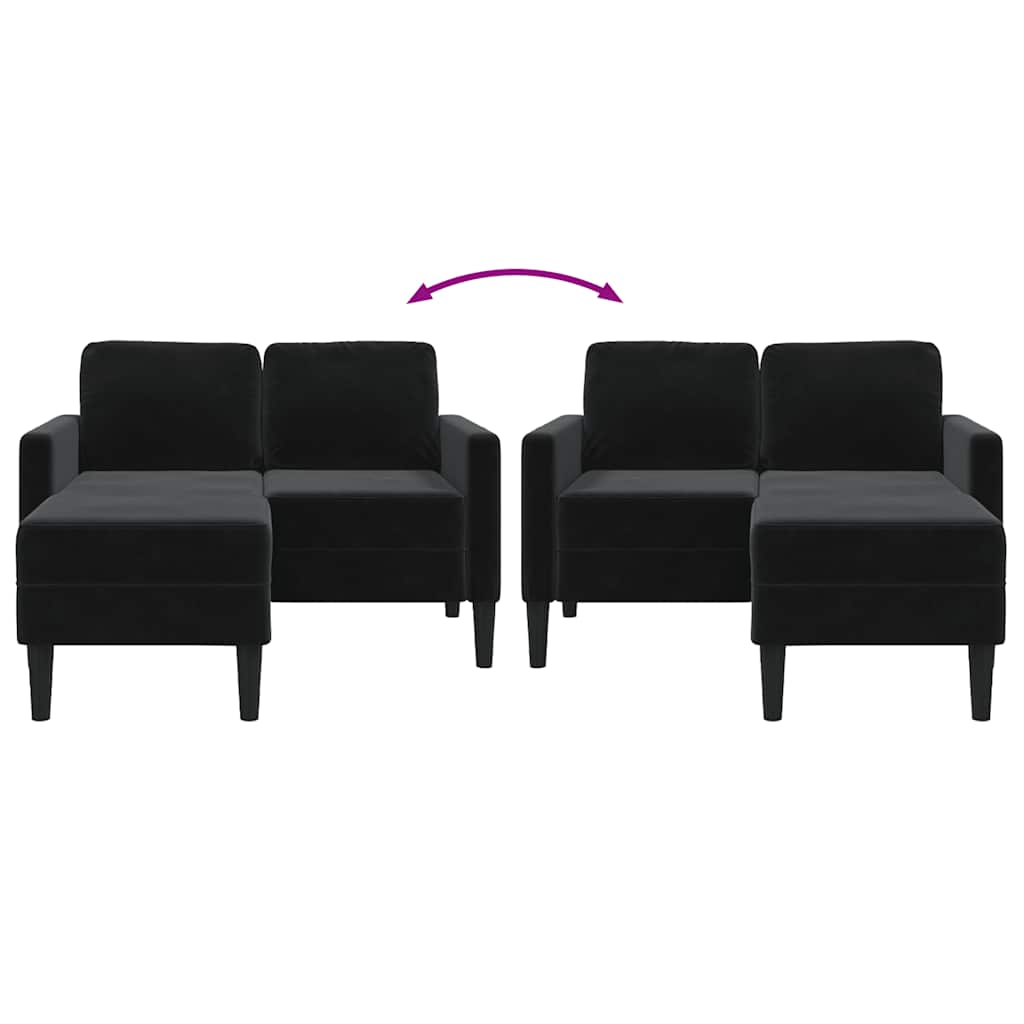 2-Sitzer-Sofa mit Chaiselongue L-Form Blau 125 cm Samt