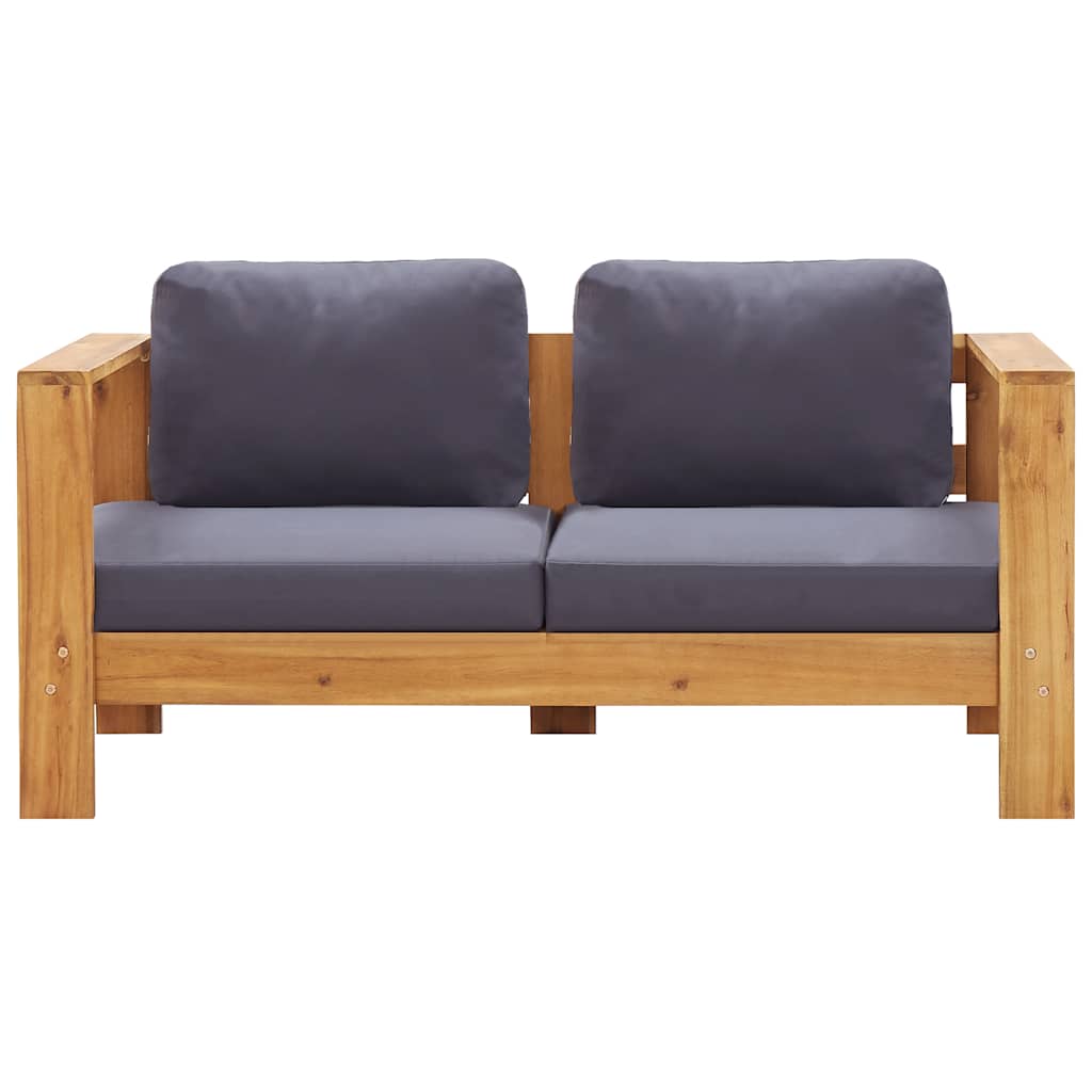 2-tlg. Garten-Lounge-Set mit Cremeweißen Kissen Akazienholz