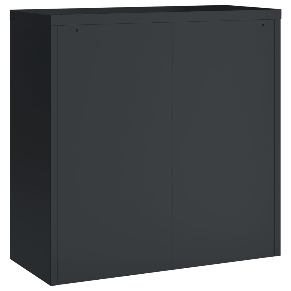 Aktenschrank mit 2 Türen Grau 90 cm Stahl