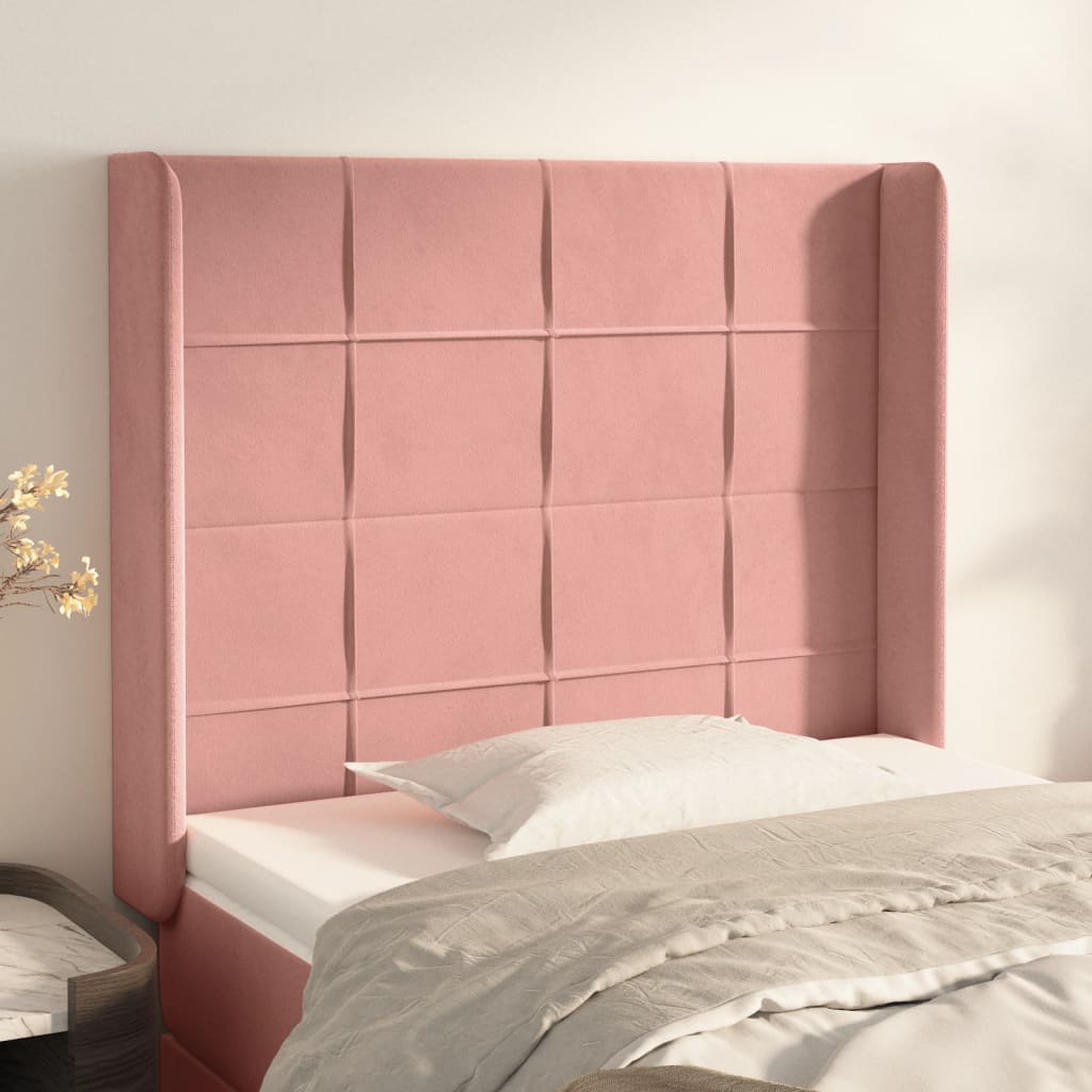 Kopfteil mit Ohren Dunkelblau 93x16x78/88 cm Samt