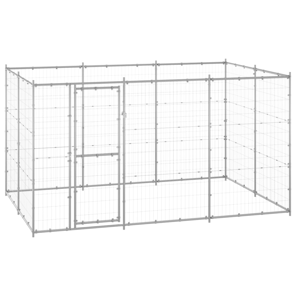Outdoor-Hundezwinger mit Überdachung Stahl 7,26 m²