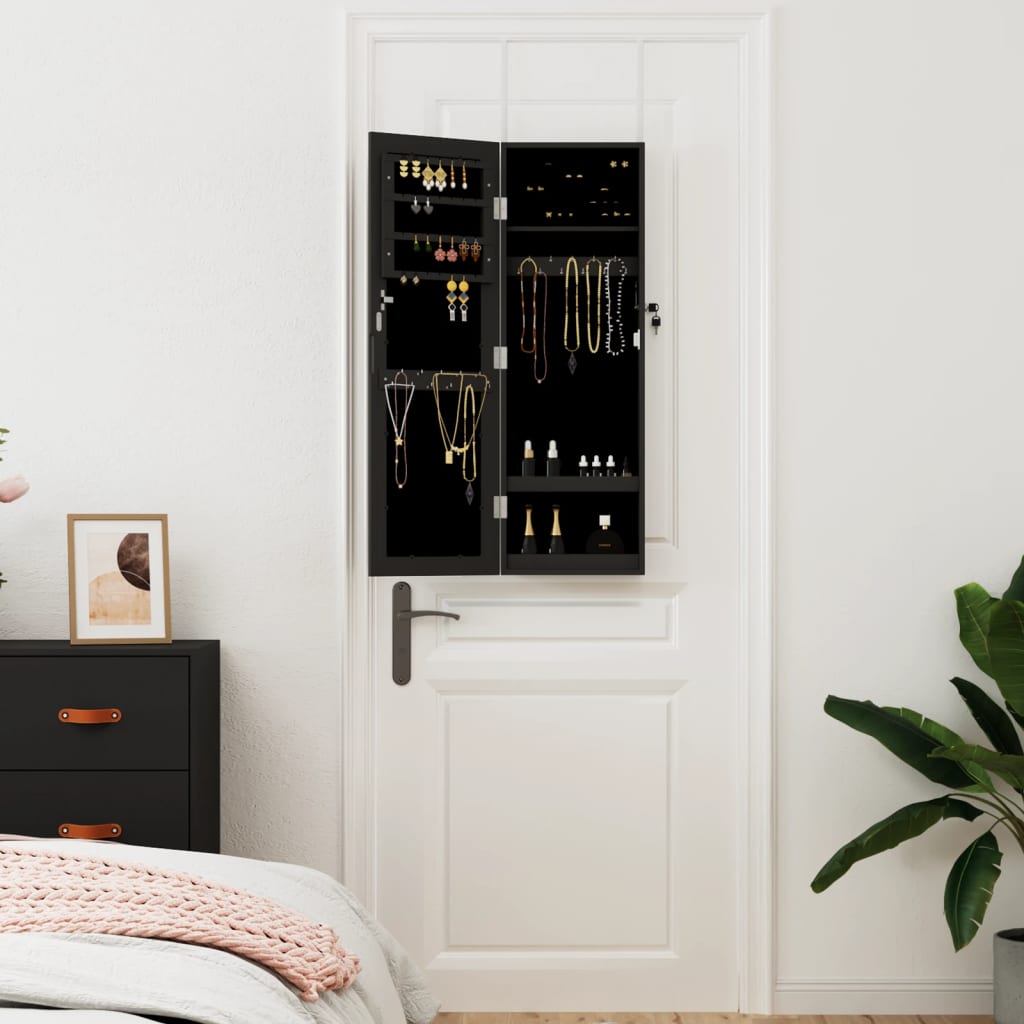 Schmuckschrank mit Spiegel Wandmontage Weiß 30x8,5x90 cm