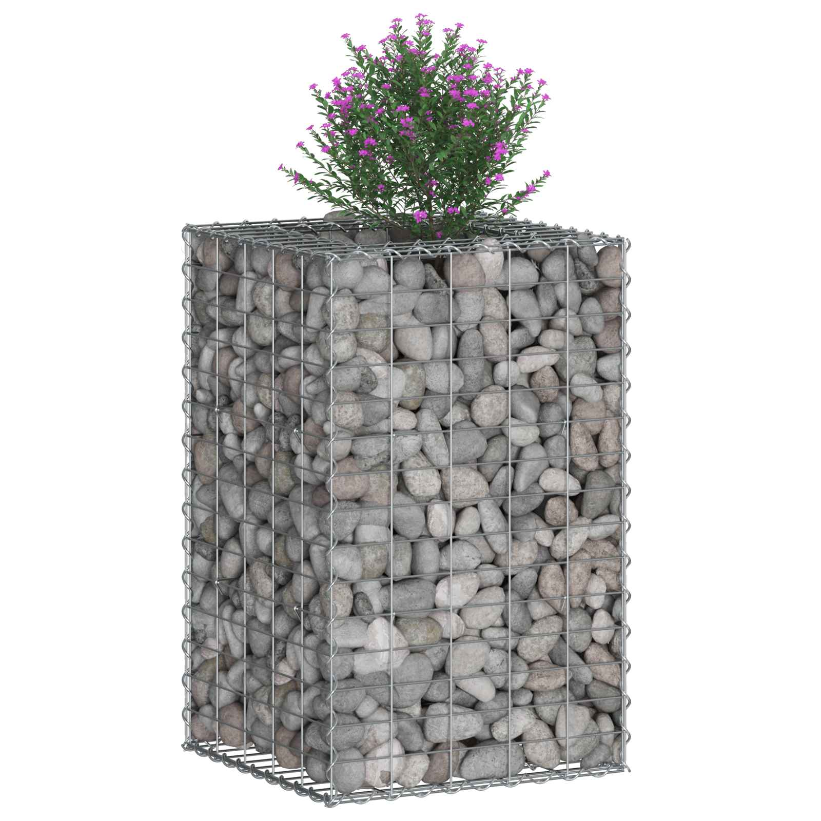 Gabionen Hochbeet 2 pcs Silber 260 x 60 x 55 cm