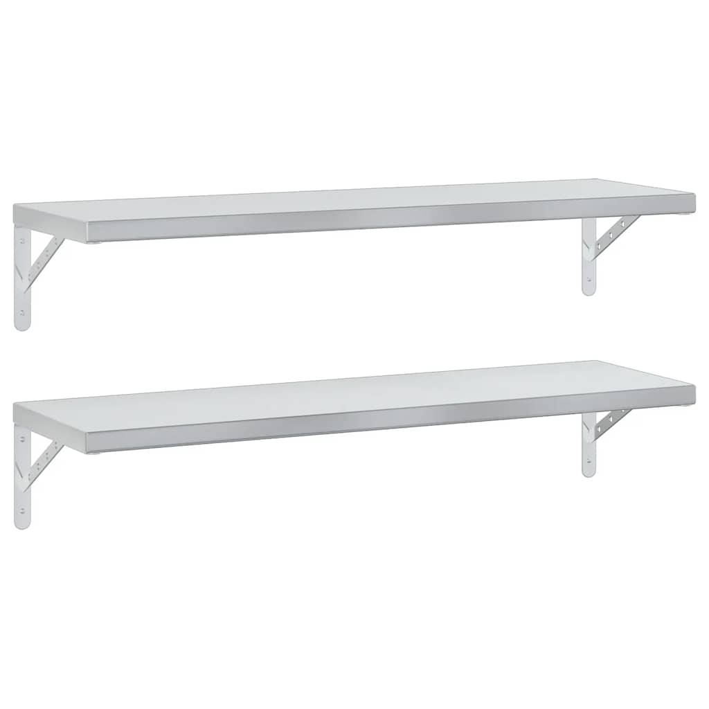Wandregale 2 Stk. 100x40 cm Silbern Edelstahl
