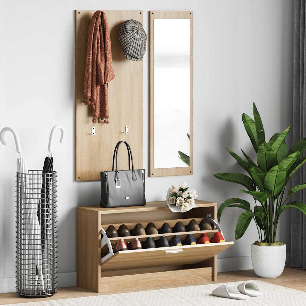 Garderoben Flur 3-in-1 Schuhschrank Schuhkipper Spiegel