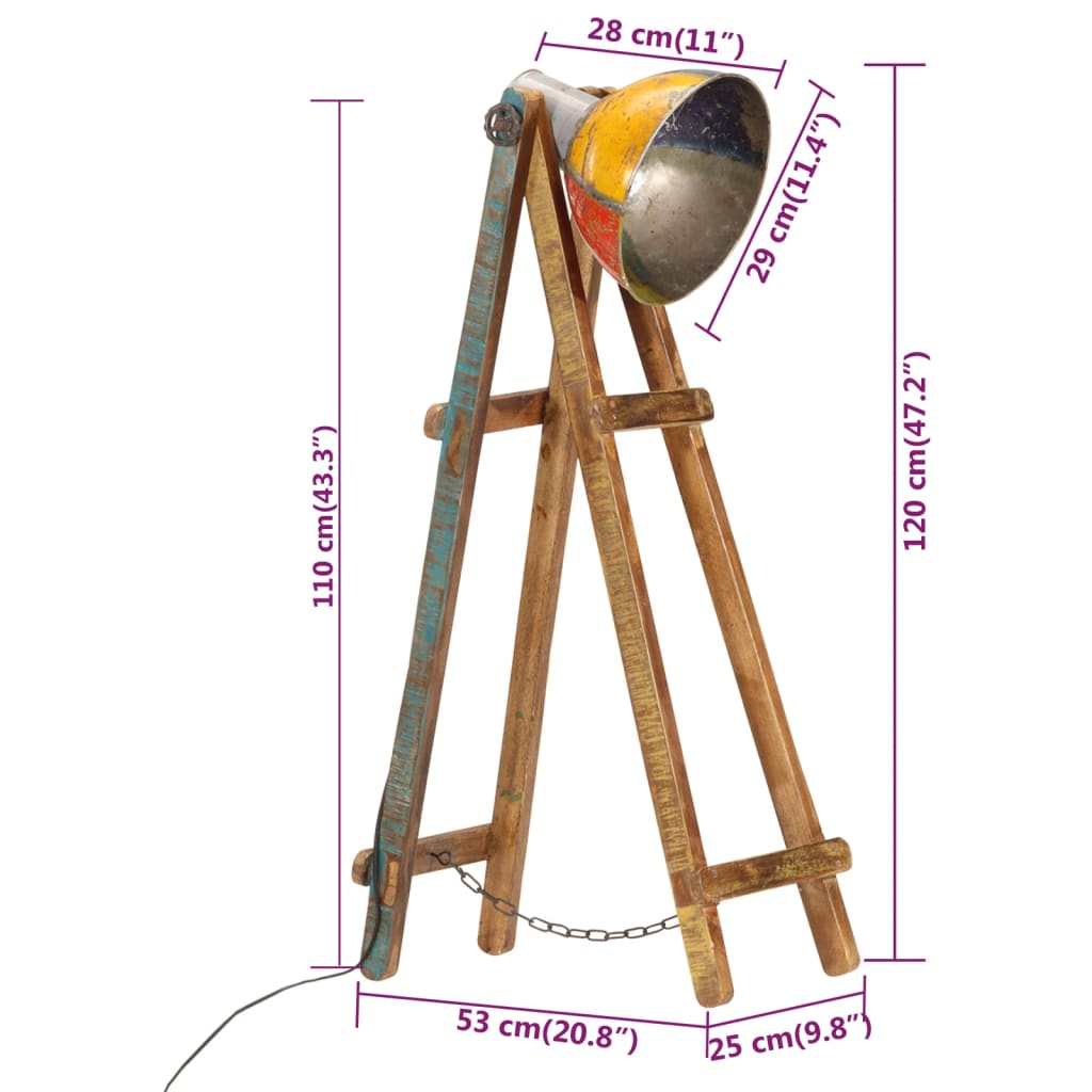 Stehlampe Silbern E27 Mango Massivholz