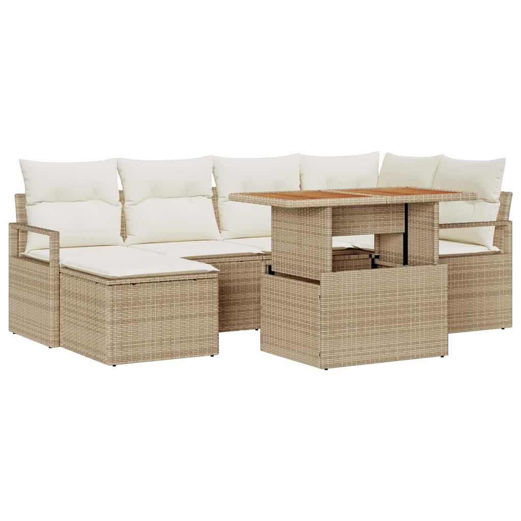 Garten Essgruppe mit Kissen 7 pcs Schwarz und Creme