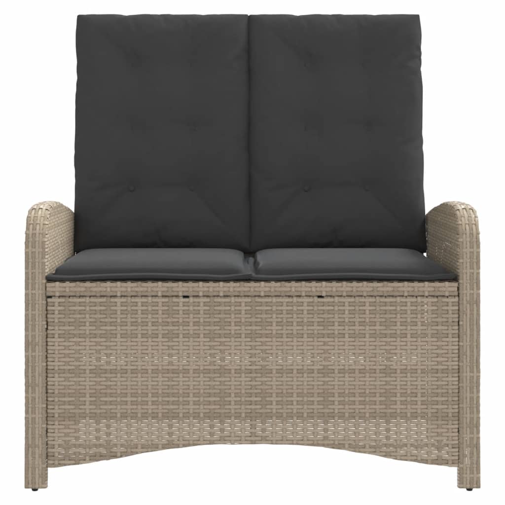 Gartenbank Verstellbar mit Kissen Schwarz Poly Rattan