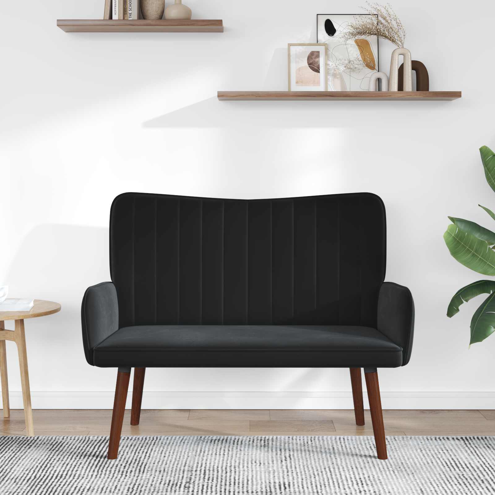2-Sitzer Sofa Hellgrau 115 x 61 x 87 cm Samt (V)