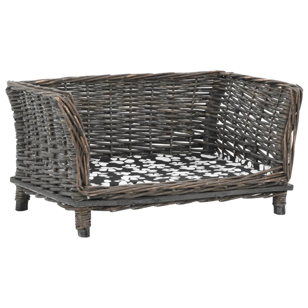 Hundekorb mit Kissen 50x33x30 cm Natur Weide