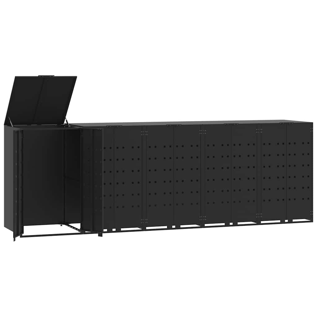 Mülltonnenbox für 2 Tonnen Schwarz 138x79x117 cm Stahl