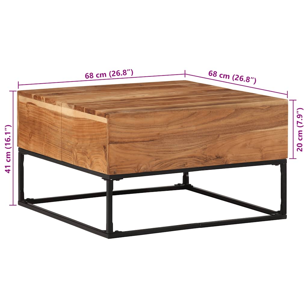 Couchtisch 68x68x41 cm Raues Mangoholz
