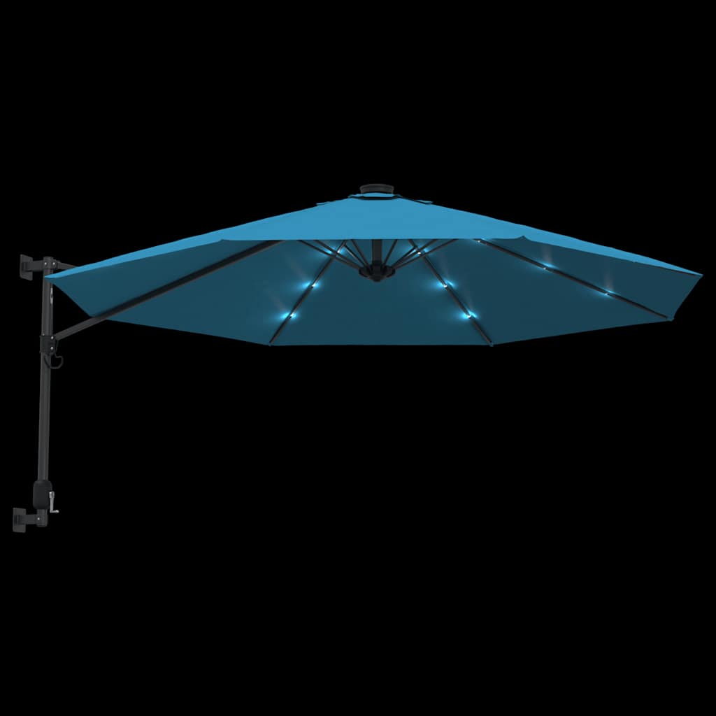 Wand-Sonnenschirm mit LEDs Apfelgrün 290 cm