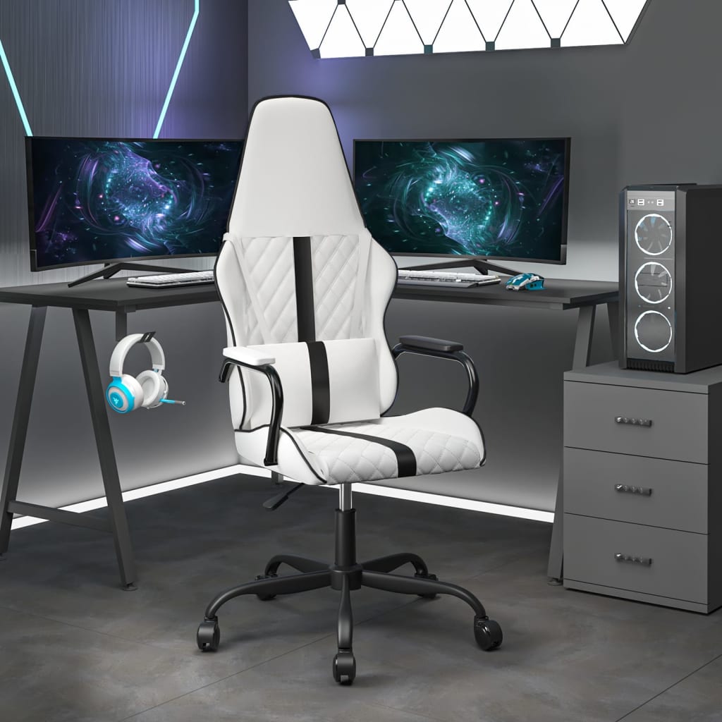Gaming-Stuhl mit Massagefunktion Gold und Schwarz Kunstleder