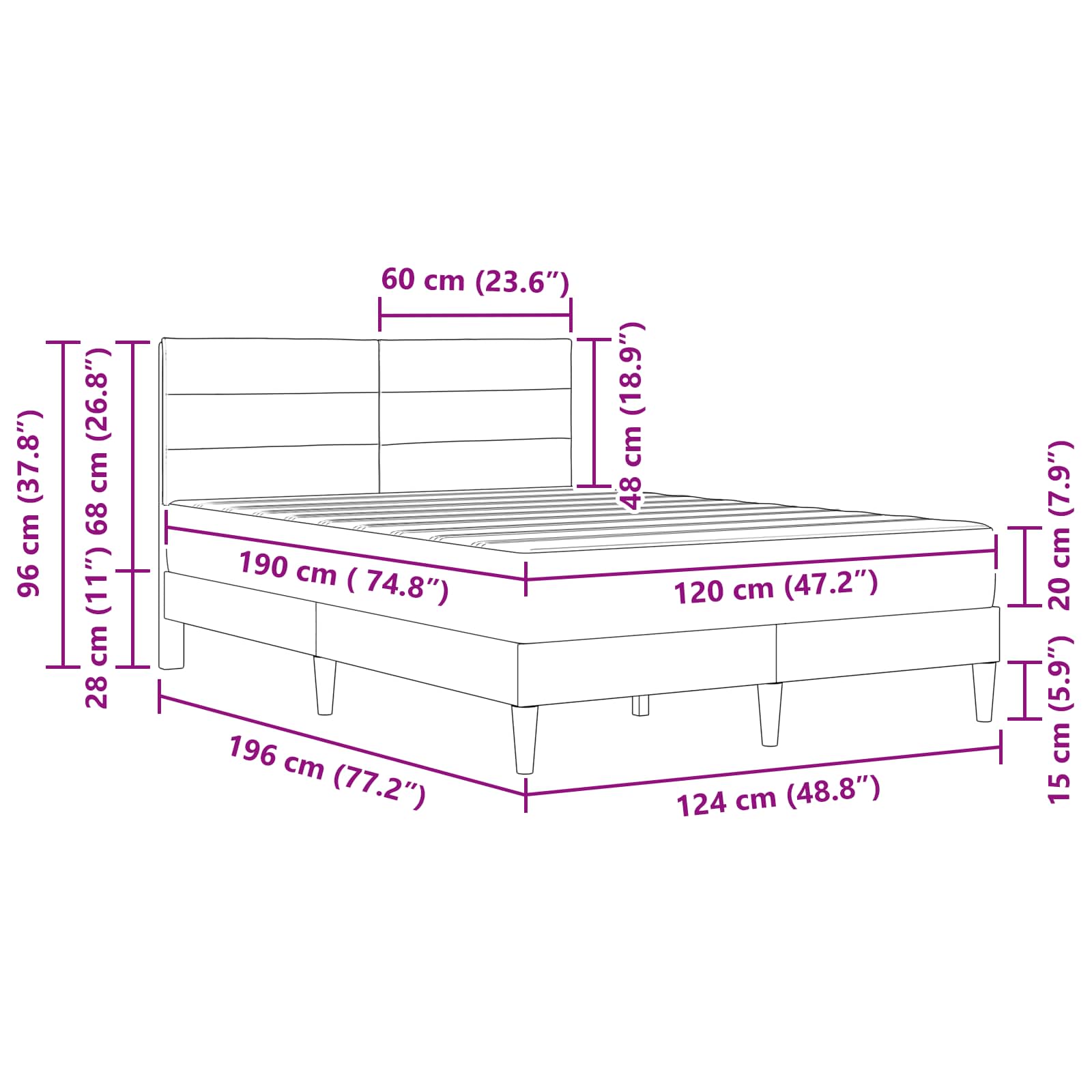 Bettrahmen Hellgrau 80 x 200 cm Polyester