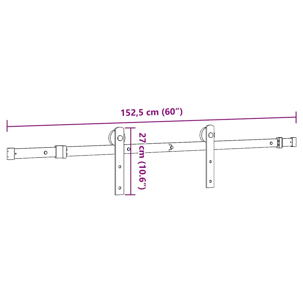 Schiebetürbeschlag-Set 183 cm Stahl Schwarz